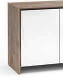 Barcelona cabinet with a natural walnut finish and white doors
