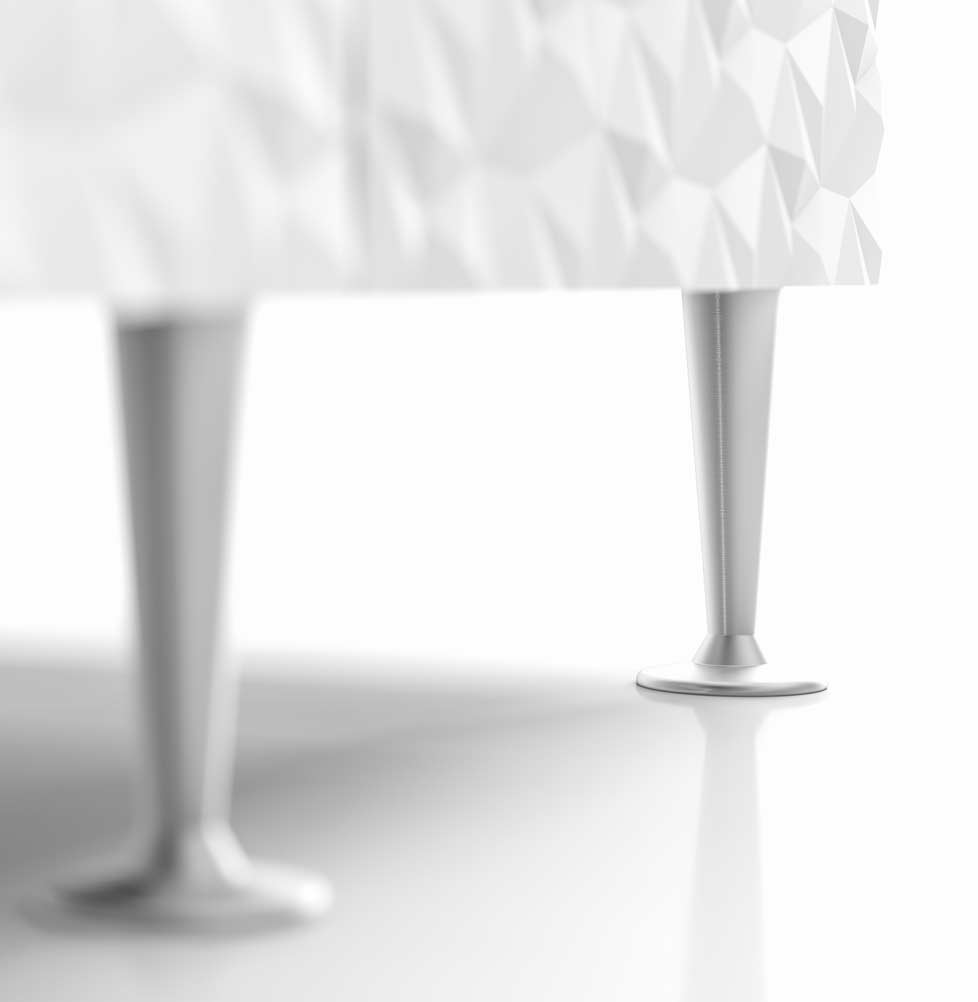 Barcelona cabinet with several custom features such as a refrigerator, trash bins and adjustable shelves